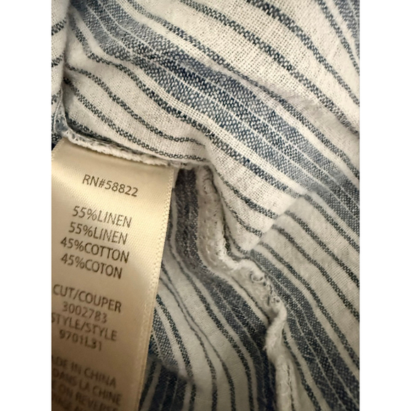 Max Studio Linen Blend Button-Back Striped Sleeveless Top Women’s Size M - Picture 7 of 7